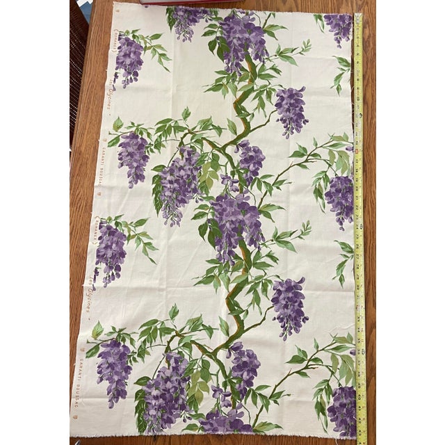 Mid 20th Century Vintage French Floral Patterned Fabric Piece - "Les Glycines" - "The Wisteria" Print on Cotton by Romanex - 25"wide X 45"long For Sale - Image 5 of 10