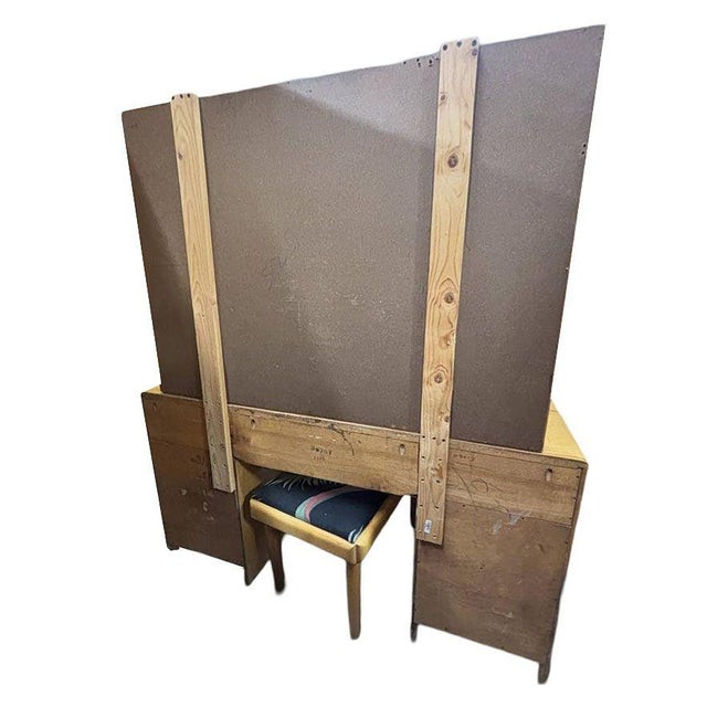 1940s Mid-Century Blond Maple Vanity/ Dressing Table W/ Bench by Russel Wright for Conant Ball - Set of 2 For Sale In Los Angeles - Image 6 of 12