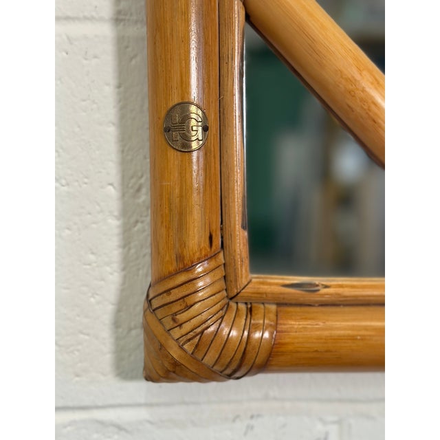 Bamboo and Leather Mirror, 1970s For Sale - Image 6 of 12