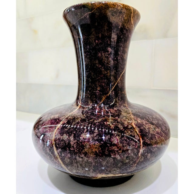 Late 20th Century Vintage Polished Bidasar Red Stone Vase For Sale - Image 5 of 10