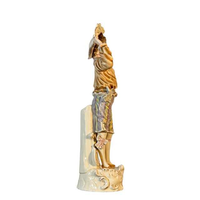Tan Antique Meissen Style German Porcelain Figurine Young Man For Sale - Image 8 of 18