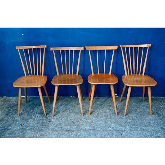 Vintage Bistro Chairs with Spindles, 1950s, Set of 4 For Sale - Image 3 of 11