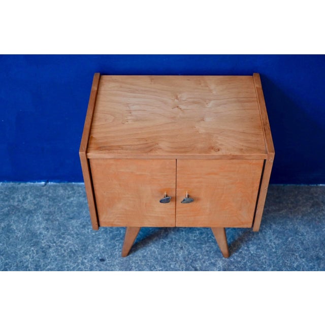 Wood Rockabilly Style Bedside Table with Compass Legs, 1950s For Sale - Image 7 of 12