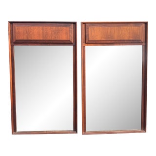 Vintage Maurice Villency Pair Wall Mirrors in Walnut Wood For Sale