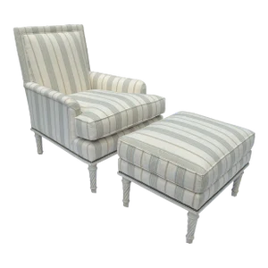 Bunny Williams Home Azure Chair and Ottoman