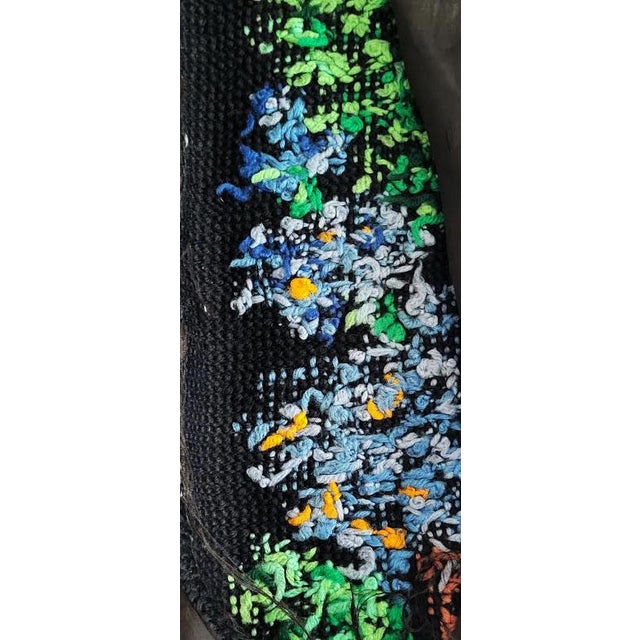 Mid-Century Hand-Embroidered Floral Cross-Stitch Afghan Throw Blanket - 66" X 56" For Sale - Image 9 of 9