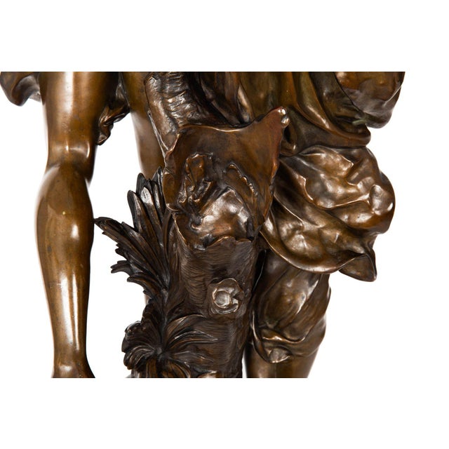 French Antique Bronze Sculpture “Awakening of Nature” by Emile Picault For Sale - Image 16 of 18