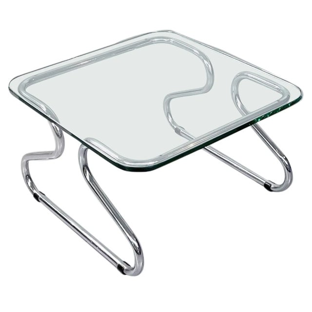 Mid-Century Italian Glass and Steel Coffee Table, 1970s For Sale - Image 10 of 10