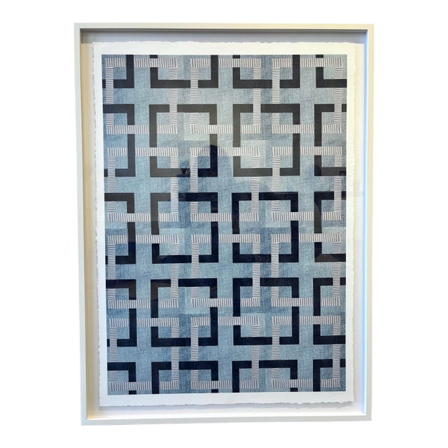 Contemporary Denim Celtic Patterned Framed Print For Sale