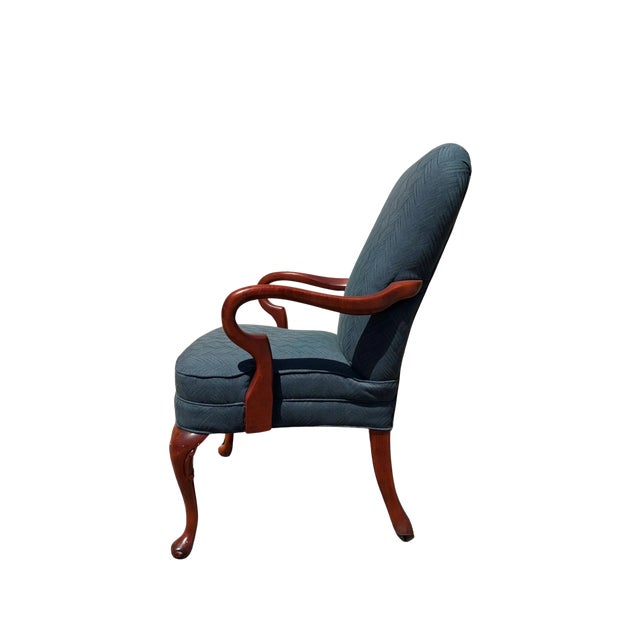 Thick cushions and sturdy wood this chair is ready for its new forever home!