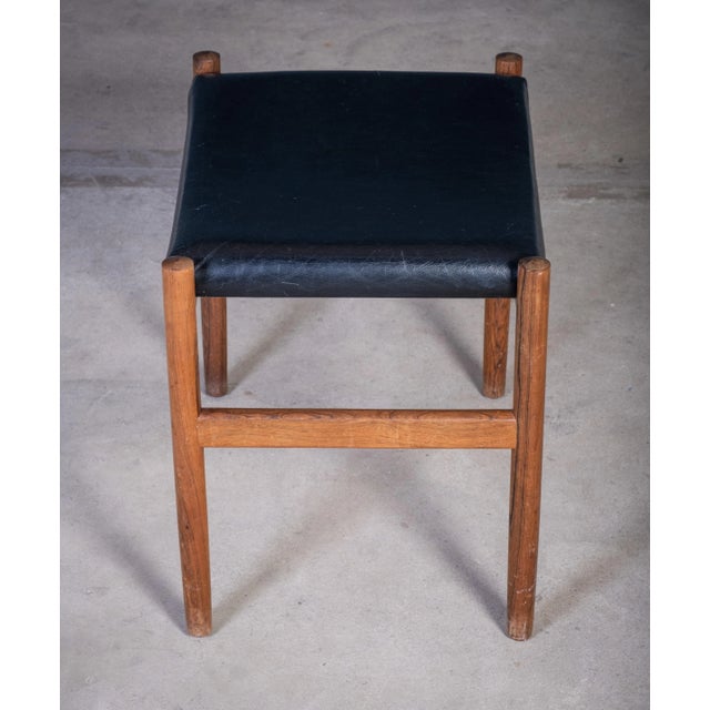 Danish Rosewood Stool with Black Leather Seat, 1960s For Sale - Image 6 of 9