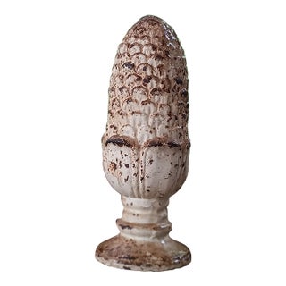 Antique Patinated Cast Iron Pine Cone Finial – Architectural Salvage Statement Object For Sale
