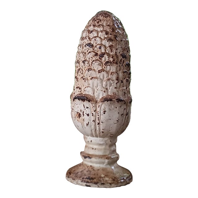 Antique Patinated Cast Iron Pine Cone Finial – Architectural Salvage Statement Object For Sale