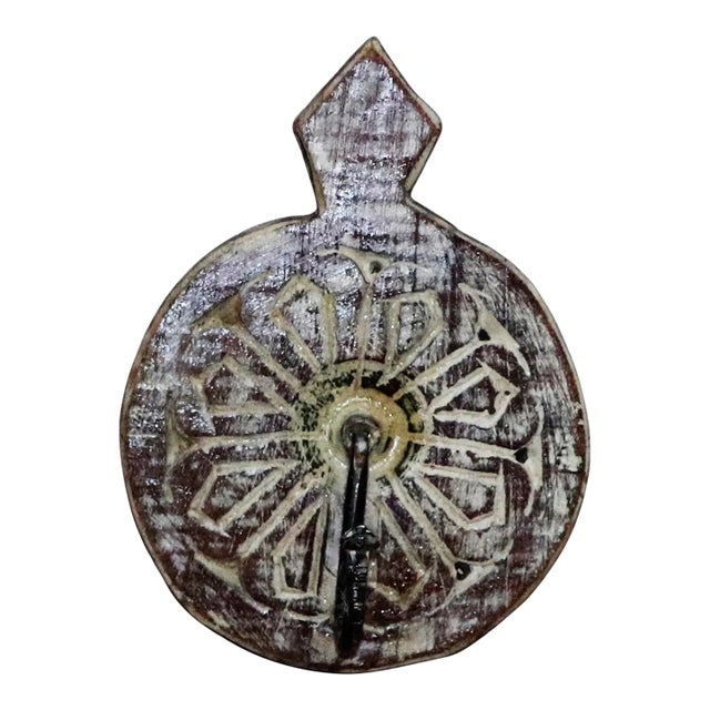 Hand Carved Mango Wood Wall Hook | Rustic Entryway Coat Rack | Antique Distressed Boho Mudroom Peg | Unique Bathroom Towel Hanger Decor For Sale