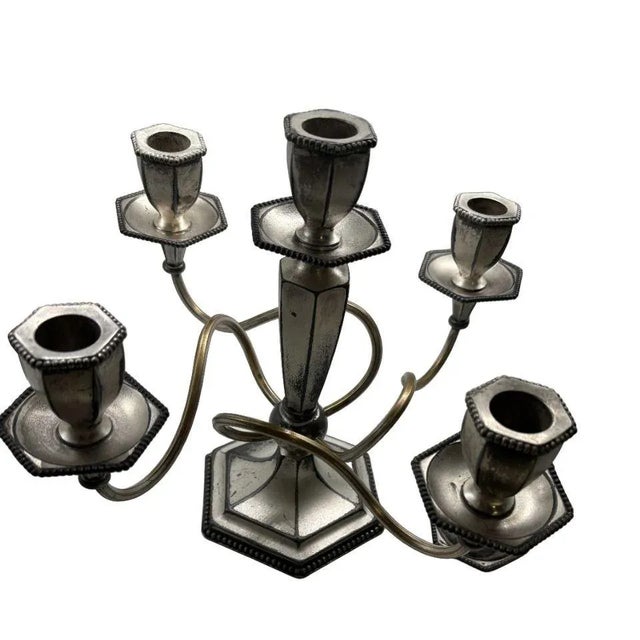 Vintage "Rogers" Silver Plated-5 Arms Candelabra For Sale In Los Angeles - Image 6 of 7