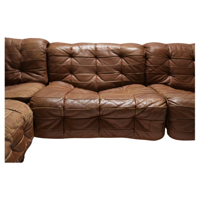 1970s De Sede DS11 Patchwork Leather Sectional in Caramel, Circa 1970s For Sale - Image 5 of 5