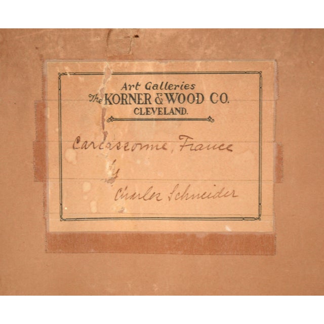 Carcassonne Citadel, France - Pastel Drawing by Charles Sumner Schneider by Charles Sumner Schneider For Sale - Image 9 of 9