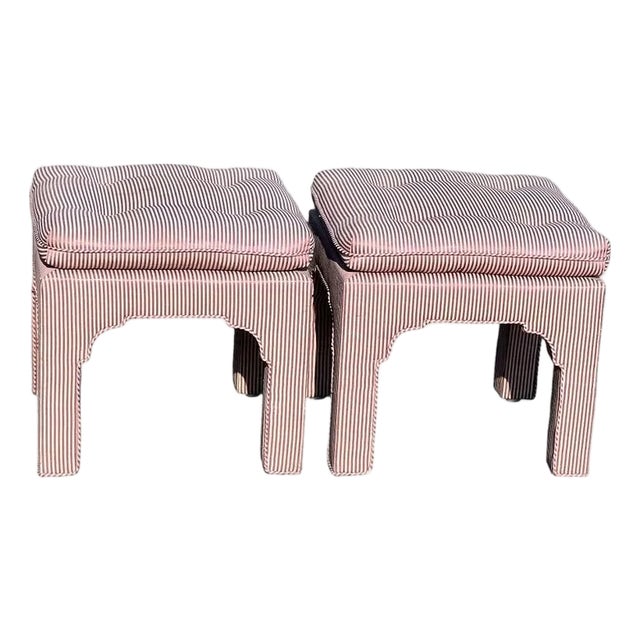 Pair of Billy Baldwin Sculptural Pillow Top Ottomans. For Sale