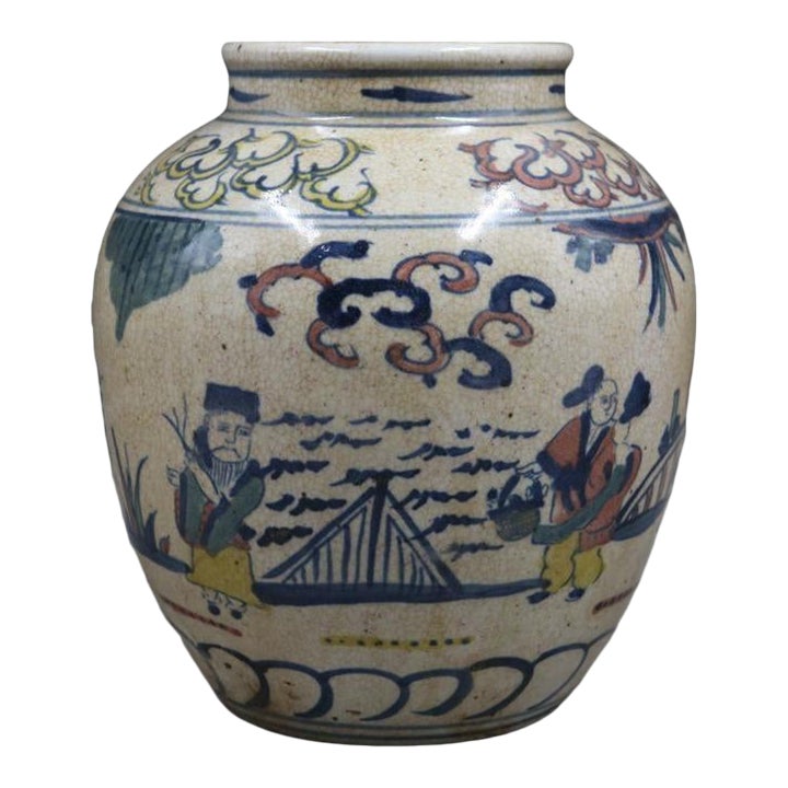 Chinese Vintage Ceramic Pot,Blue and White Underglaze Red Porcelain Jar ...