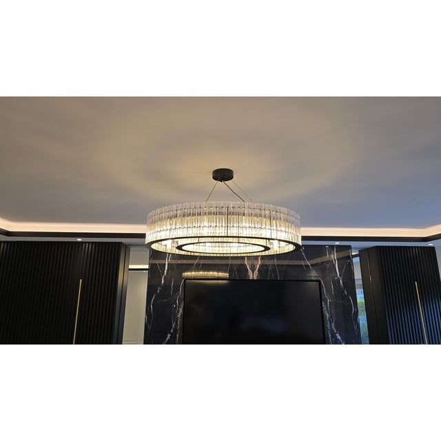 Modern Contemporary Glass Rod Chandelier Black Modern Ceiling Light Chandelier For Sale - Image 13 of 14