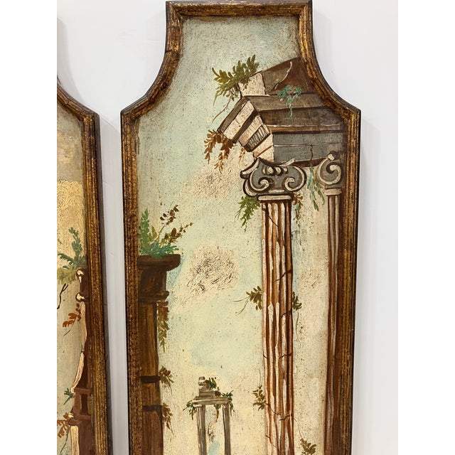 1950s Pair of Italian Hand Painted Architectural Panels For Sale - Image 5 of 8
