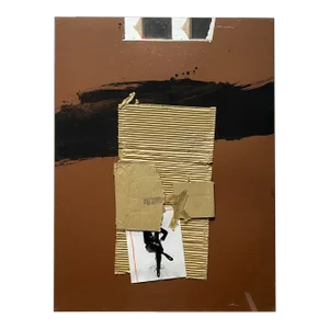 1970s Henry Koehler Abstract Mixed-Media Collage, Framed