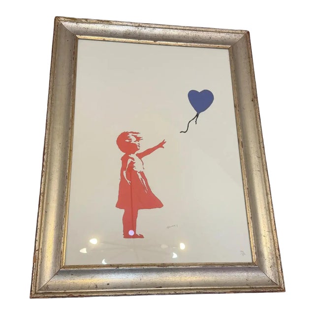 21st Century Framed 79/50 Lithograph the Flying Balloon Girl by Banksy For Sale