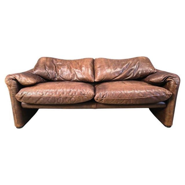 Leather Maralunga Sofa by Vico Magistretti for Cassina, 1970s For Sale - Image 15 of 15