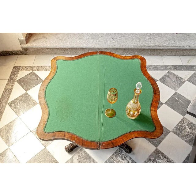 Mid 19th Century Antique Victorian Inlaid Walnut Game Table with Marquetry Top, 1860s For Sale - Image 5 of 7