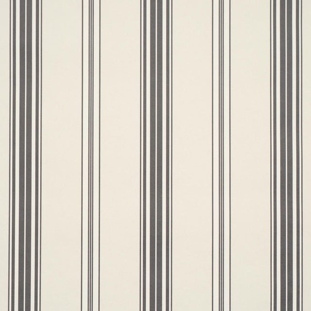 Traditional Sample - Schumacher Coco Stripe Wallcovering In Graphite For Sale - Image 3 of 6