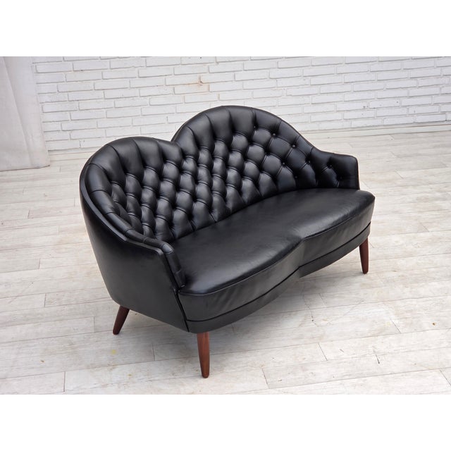 Scandinavian Sofa in Black Furniture Leather, 1960s For Sale - Image 12 of 18