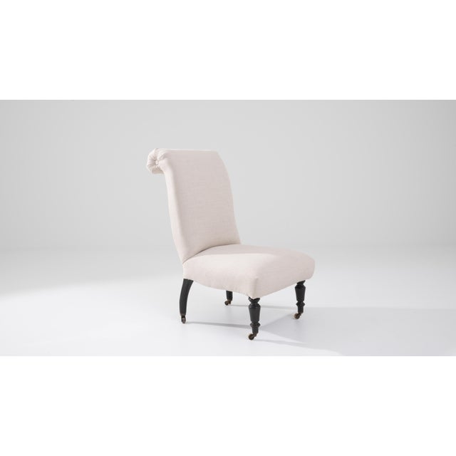 Wood 1900s French Wooden Upholstered Chair on Wheels For Sale - Image 7 of 18