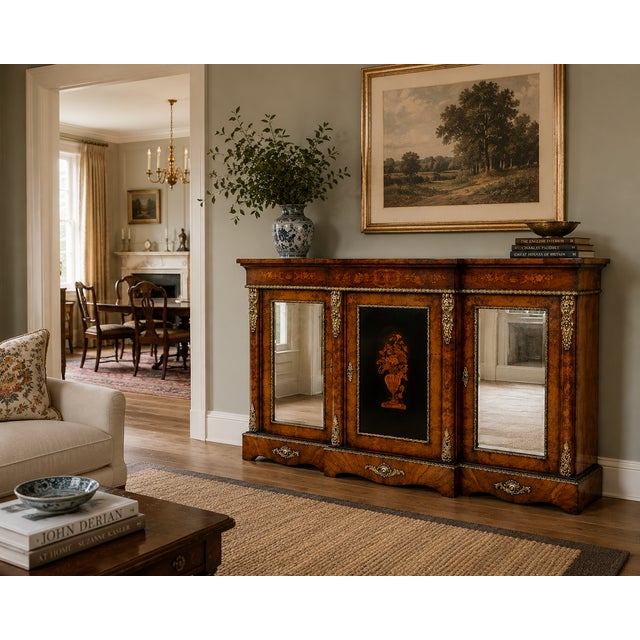 Wood Antique Victorian Burr Walnut Marquetry Sideboard, 1850 For Sale - Image 7 of 18
