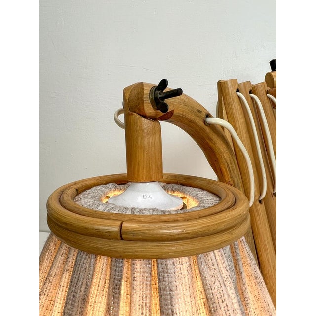 Tan Vintage Bamboo Extendible Harmonica Scissor Wall Lamp, 1960s For Sale - Image 8 of 18