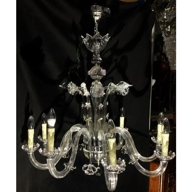 Eight-Arm Blown Glass Chandelier, 1990s For Sale - Image 8 of 18