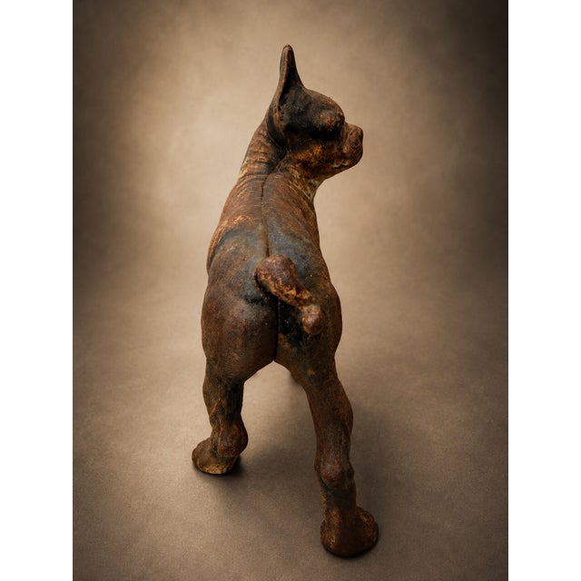 Antique American Cast Iron Boston Terrier Doorstop With Original Painted Surface For Sale - Image 4 of 8