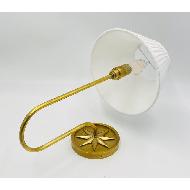 Brass McGee & Co Polaris Brass Wall Sconce With Linen Shade, Modern Lighting For Sale - Image 8 of 16
