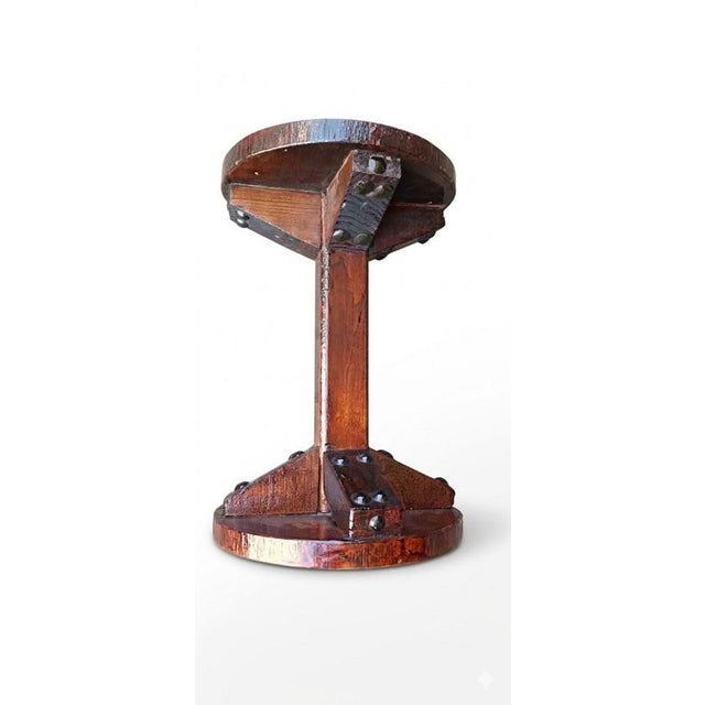 Studded Wooden Stools, 1970s, Set of 6 For Sale - Image 4 of 9