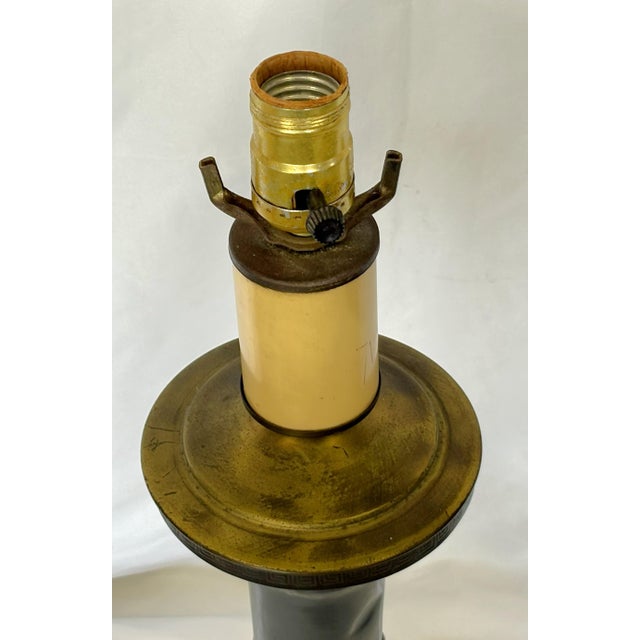 Metal Vintage Chinoiserie Metal Lamp With Raised Koi Fish Design Circa 1970's For Sale - Image 7 of 12