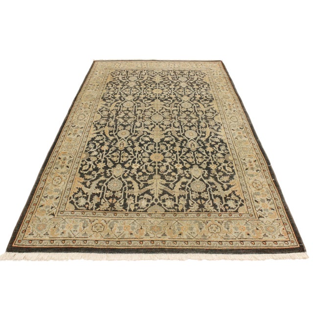 Textile Boho Chic Charcoal/Beige Wool Rug - 4'2'' X 5'10'' For Sale - Image 7 of 10