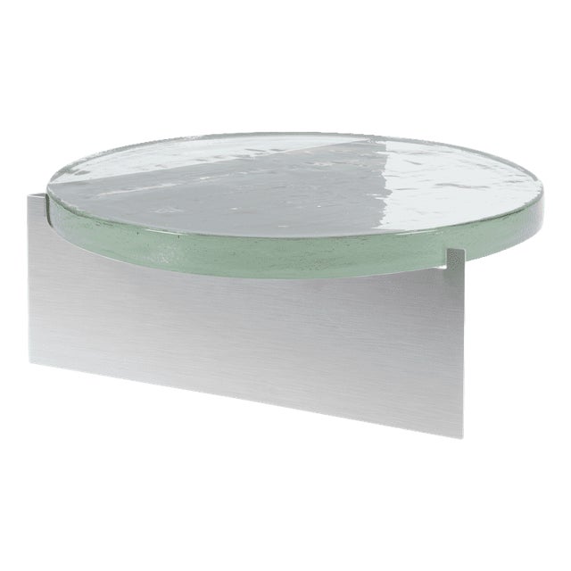 Alwa One Super Big Side Table with Transparent Top & Brushed Stainless Steel Base by Sebastian Herkner for Pulpo For Sale
