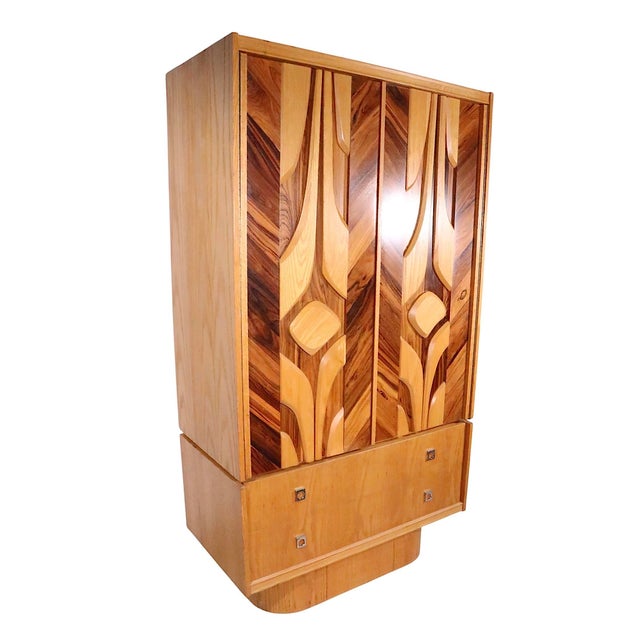 Brutalist Organic Mid Century Modern Tobago Armoire Chifferobe Made in Canada C 1970's For Sale - Image 11 of 16