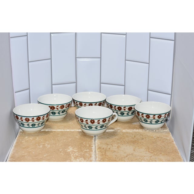 1960s Vintage Richard Ginori Mondovi Floral Pattern 6 Piece Coffee Tea Cup Set For Sale - Image 5 of 6