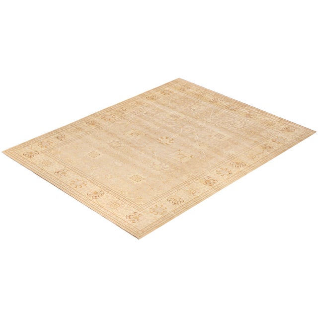 Beige Mogul Hand-Knotted Area Rug - Beige, 9' 1" x 12' 1" For Sale - Image 8 of 8