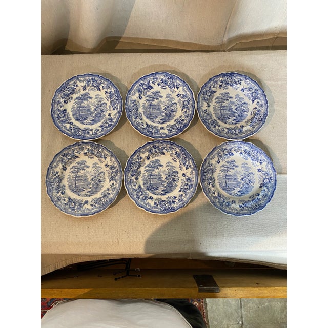 Mid 19th Century Antique Staffordshire Transferware Small Plates- Set of 6 For Sale - Image 5 of 5