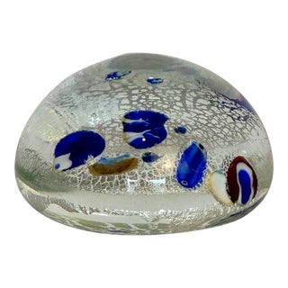 Vintage Italian Crackle Glass Paperweight For Sale