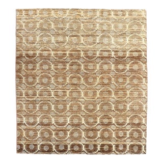 3' X 4' Fine Luxury Camel Brown & Ivory Silk Ariana Modern Area Rug For Sale