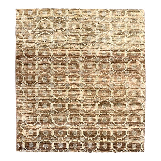 3' X 4' Fine Luxury Camel Brown & Ivory Silk Ariana Modern Area Rug For Sale