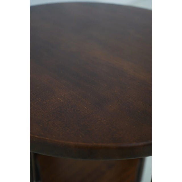 Brown Arts & Crafts Style Round Lamp or Occasional Table For Sale - Image 8 of 11