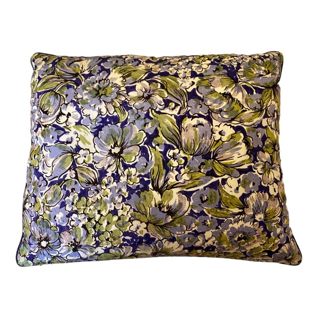 Violet Silk Floral Down Pillow 15" X 18" Lumbar For Sale